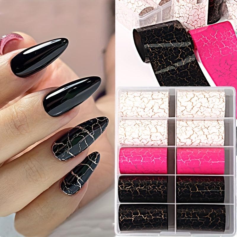Marble Blooming Foil Nail Art Stickers Set Summer Flower Gilding Pattern