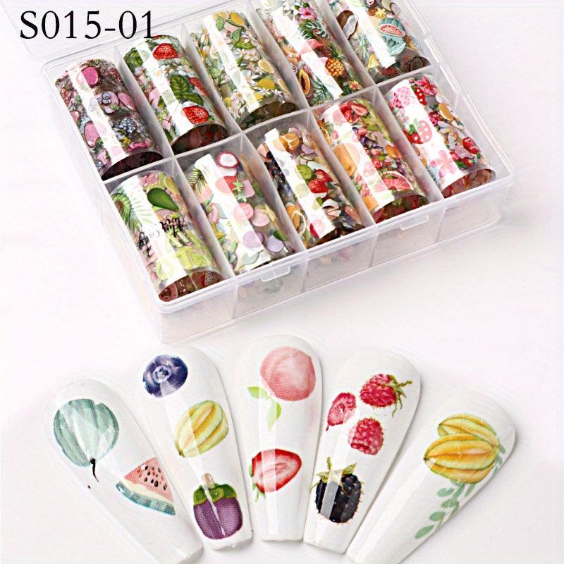 Marble Blooming Foil Nail Art Stickers Set Summer Flower Gilding Pattern