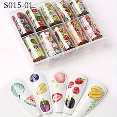 Marble Blooming Foil Nail Art Stickers Set Summer Flower Gilding Pattern