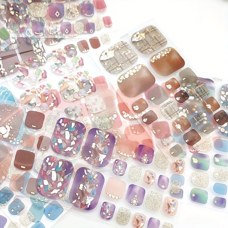 Toe Nail Stickers Classic Series with Nail Files for Women and Girls