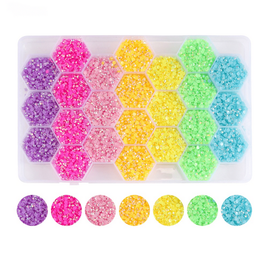 24 Grid Flat Back Crystal Nail Art Gemstones for DIY Nails 3mm 4mm