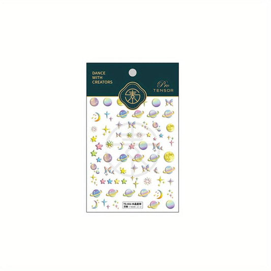 Colorful Planet Nail Stickers for Manicure Decor