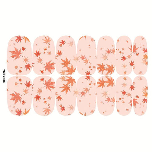 12 Fall Nail Wraps Stickers Maple Leaf Nail Art Decals For Thanksgiving Party