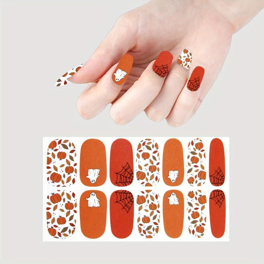 Halloween Nail Wraps Art Stickers Pumpkin Bat Ghost Spider Pattern
