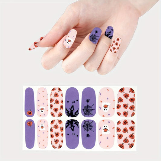 Halloween Nail Wraps Art Stickers Pumpkin Bat Ghost Spider Pattern
