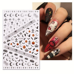 10 Sheets Halloween Nail Art Stickers Self Adhesive Nail Art Supplies