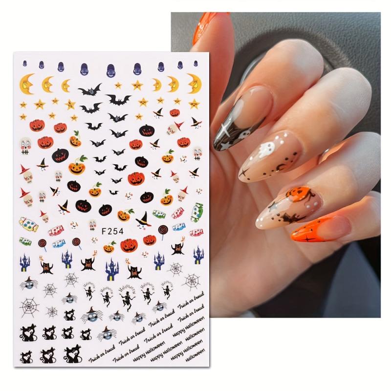 10 Sheets Halloween Nail Art Stickers Self Adhesive Nail Art Supplies