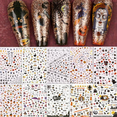 10 Sheets Halloween Nail Art Stickers Self Adhesive Nail Art Supplies