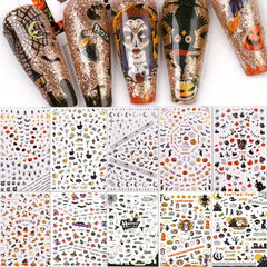 10 Sheets Halloween Nail Art Stickers Self Adhesive Nail Art Supplies