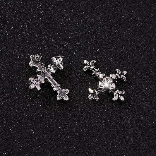 5 pcs Retro Punk Metal Cross Nail Charms