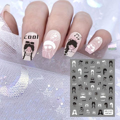 Mixed Style Nail Art Stickers Self Adhesive Nail Decals for DIY