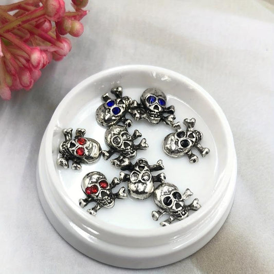 Skull Nail Charms with Rhinestone 3D Alloy Nail Gem