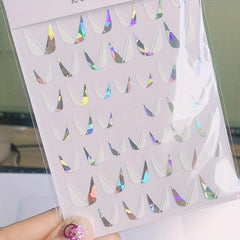 Glitter French Line Nail Art Stickers U-shaped 3D Geometry Nail Decoration