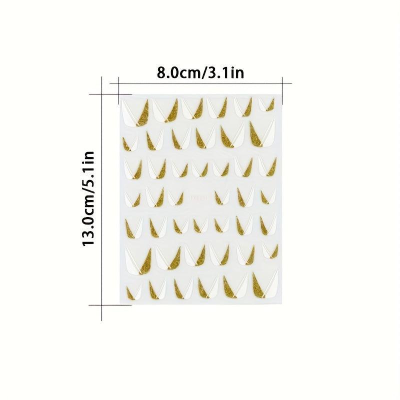 Glitter French Line Nail Art Stickers U-shaped 3D Geometry Nail Decoration