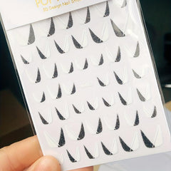 Glitter French Line Nail Art Stickers U-shaped 3D Geometry Nail Decoration