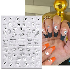 Halloween Nail Art Stickers 5D Embossed Skull Ghost Pumpkin Spider Nail Decals
