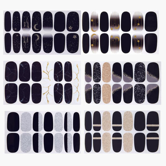 Glittery Nail Polish Stickers Full Wrap Manicure Decal Strips DIY Nail Art Kit