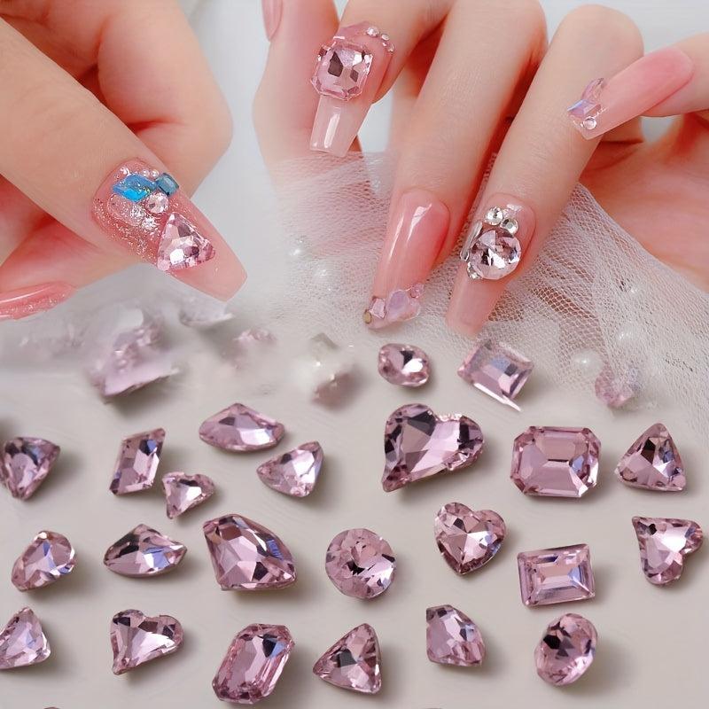 Pink Rhinestone Crystal Nail Art Decorations for Glamorous Look