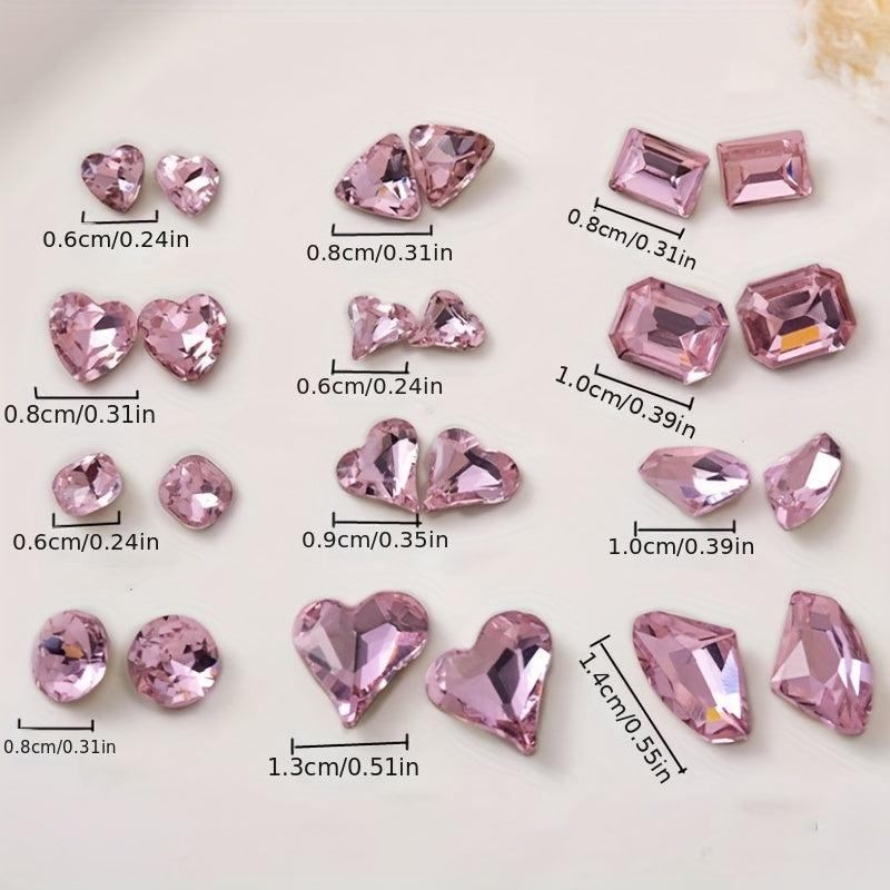 Pink Rhinestone Crystal Nail Art Decorations for Glamorous Look