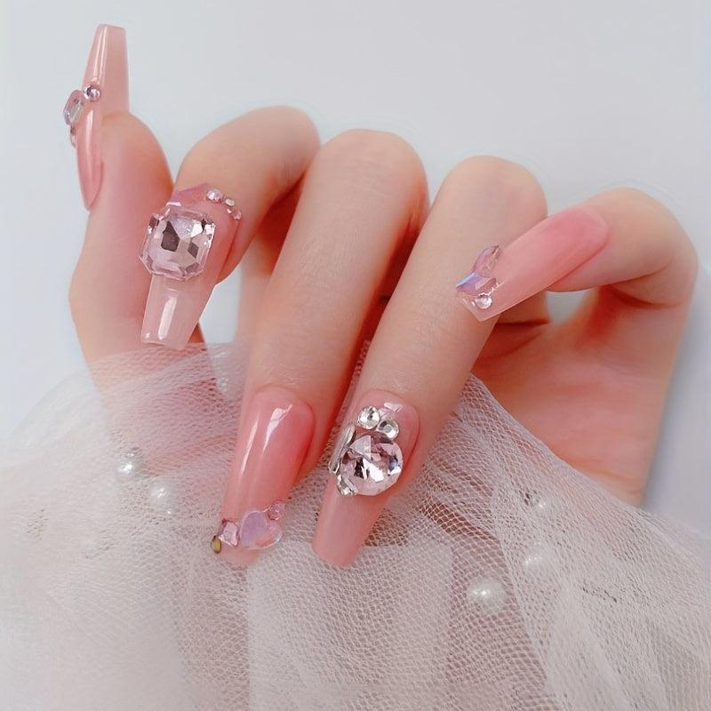 Pink Rhinestone Crystal Nail Art Decorations for Glamorous Look