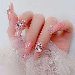 Pink Rhinestone Crystal Nail Art Decorations for Glamorous Look
