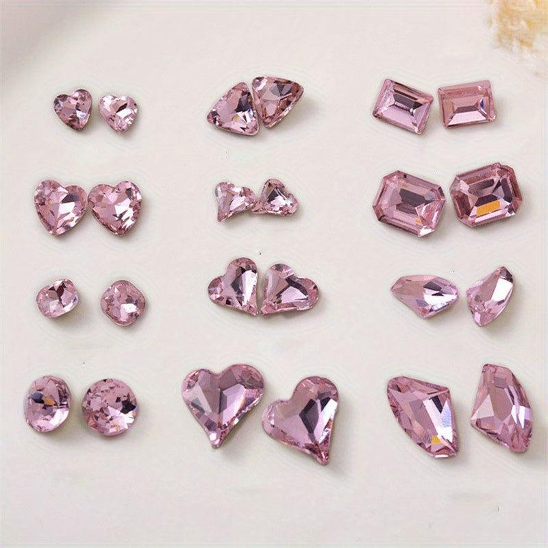 Pink Rhinestone Crystal Nail Art Decorations for Glamorous Look