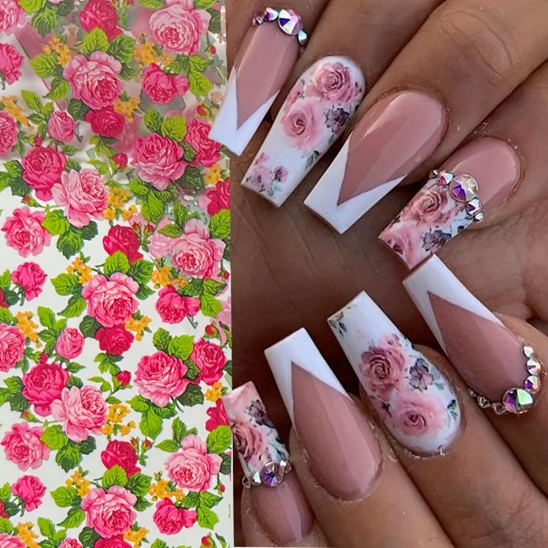 3D Roses Nail Foil Transfer Sticker Decals