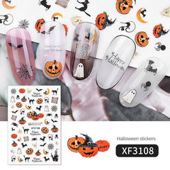 Halloween Nail Art Stickers Pumpkin Spider Witch Skeleton Ghost Nail Art Decals