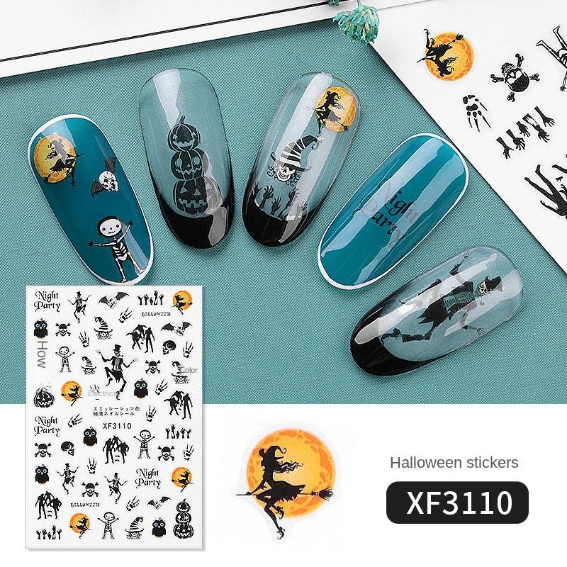 Halloween Nail Art Stickers Pumpkin Spider Witch Skeleton Ghost Nail Art Decals