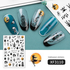 Halloween Nail Art Stickers Pumpkin Spider Witch Skeleton Ghost Nail Art Decals
