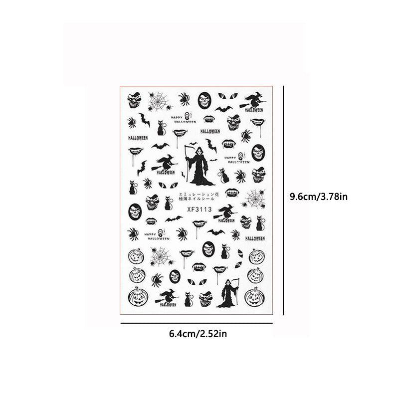 Halloween Nail Art Stickers Pumpkin Spider Witch Skeleton Ghost Nail Art Decals