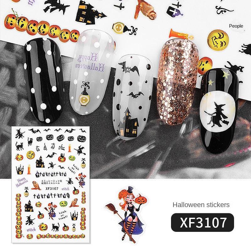 Halloween Nail Art Stickers Pumpkin Spider Witch Skeleton Ghost Nail Art Decals