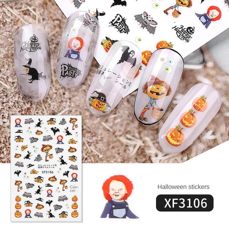 Halloween Nail Art Stickers Pumpkin Spider Witch Skeleton Ghost Nail Art Decals