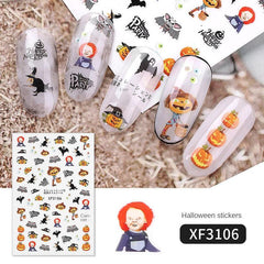 Halloween Nail Art Stickers Pumpkin Spider Witch Skeleton Ghost Nail Art Decals