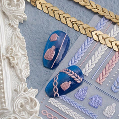 3D Embossed Pink Sweater Nail Art Stickers Self Adhesive Decals