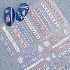 3D Embossed Pink Sweater Nail Art Stickers Self Adhesive Decals