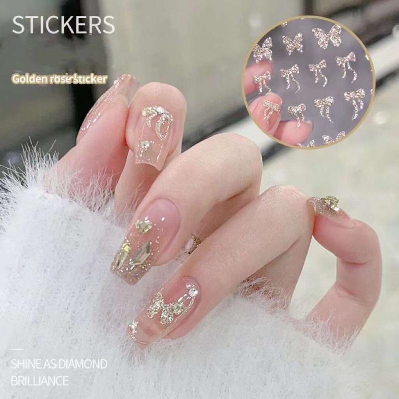 Heart Bear Star Flame Nail Art Stickers 3D Self Adhesive Decals