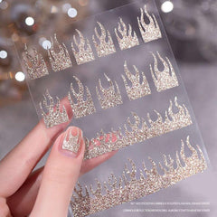 Heart Bear Star Flame Nail Art Stickers 3D Self Adhesive Decals