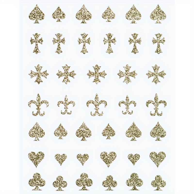 Heart Bear Star Flame Nail Art Stickers 3D Self Adhesive Decals
