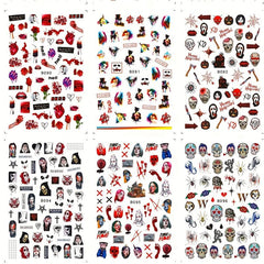 Halloween Nail Art Stickers Skull Spider Bloody Eyeball Ghost Nail Decals
