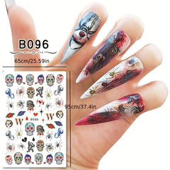 Halloween Nail Art Stickers Skull Spider Bloody Eyeball Ghost Nail Decals