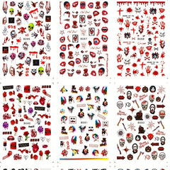 Halloween Nail Art Stickers Skull Spider Bloody Eyeball Ghost Nail Decals