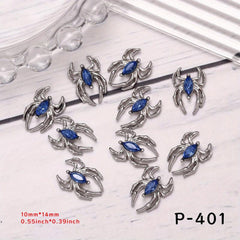 10pcs Vintage Alloy Spider Nail Art Charms With Crystal Rhinestones