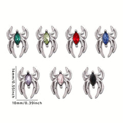 10pcs Vintage Alloy Spider Nail Art Charms With Crystal Rhinestones