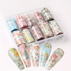 10pcs Summer Fruit Nail Art Transfer Foil Stickers Watermelon Starry Designs