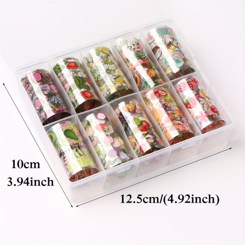 10pcs Summer Fruit Nail Art Transfer Foil Stickers Watermelon Starry Designs
