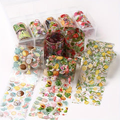 10pcs Summer Fruit Nail Art Transfer Foil Stickers Watermelon Starry Designs