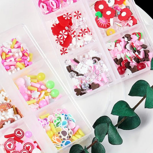 Christmas Nail Art Set Resin Snowflake Heart Star Charms Beads Accessories
