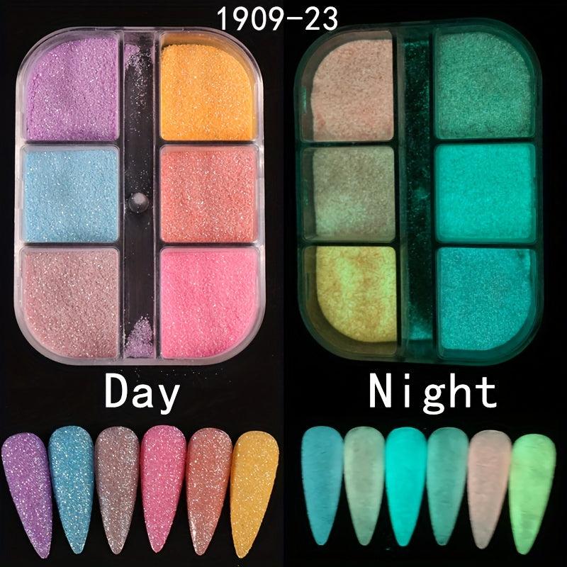 Luminous Nail Pigment Powder Fluorescent Glitter Holographic Glow Dust