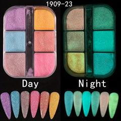 Luminous Nail Pigment Powder Fluorescent Glitter Holographic Glow Dust